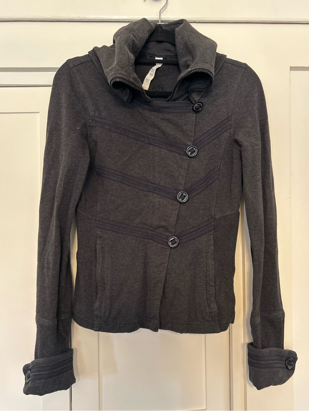 lululemon athletica Peacoat Button and Zip Cuff Sleeve Jacket Stand Collar